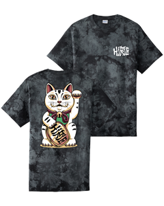 Lucky Cat Black Tie Dye Tee