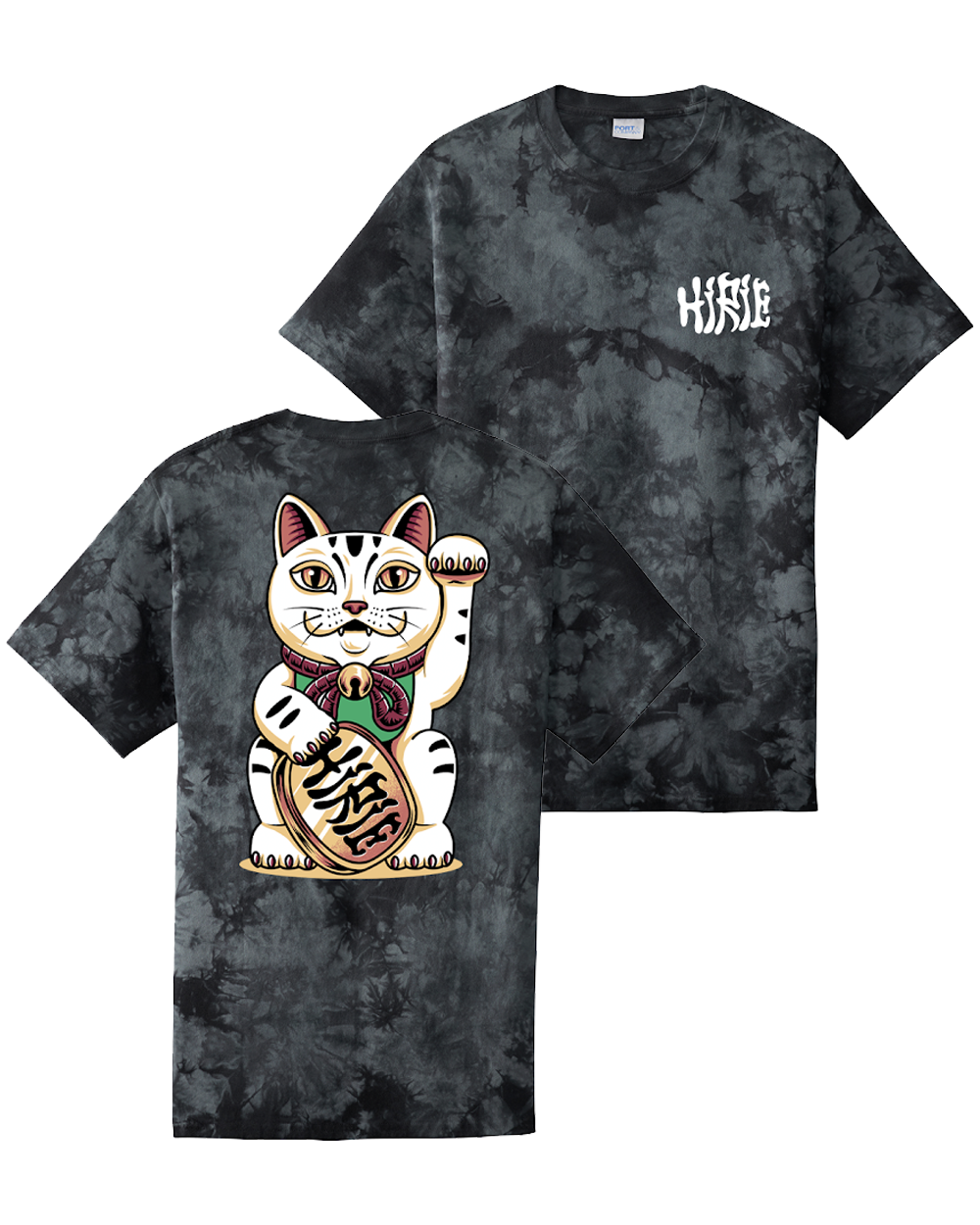 Lucky Cat Black Tie Dye Tee