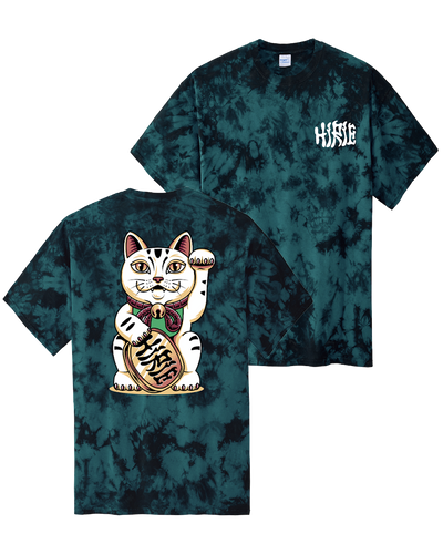 Lucky Cat Teal Tie Dye Tee