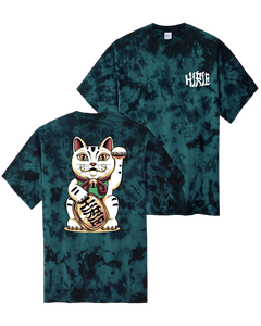 Lucky Cat Teal Tie Dye Tee