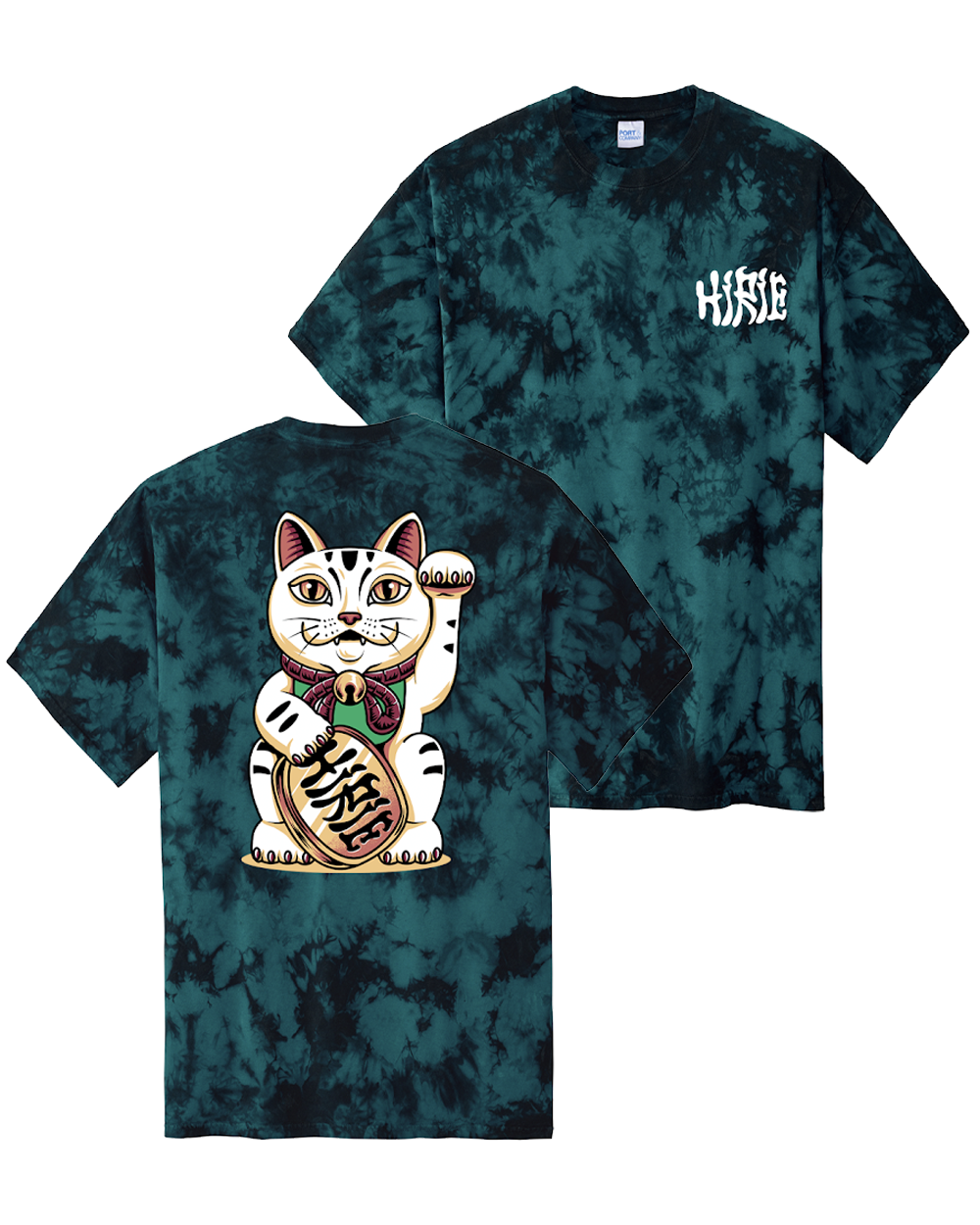 Lucky Cat Teal Tie Dye Tee